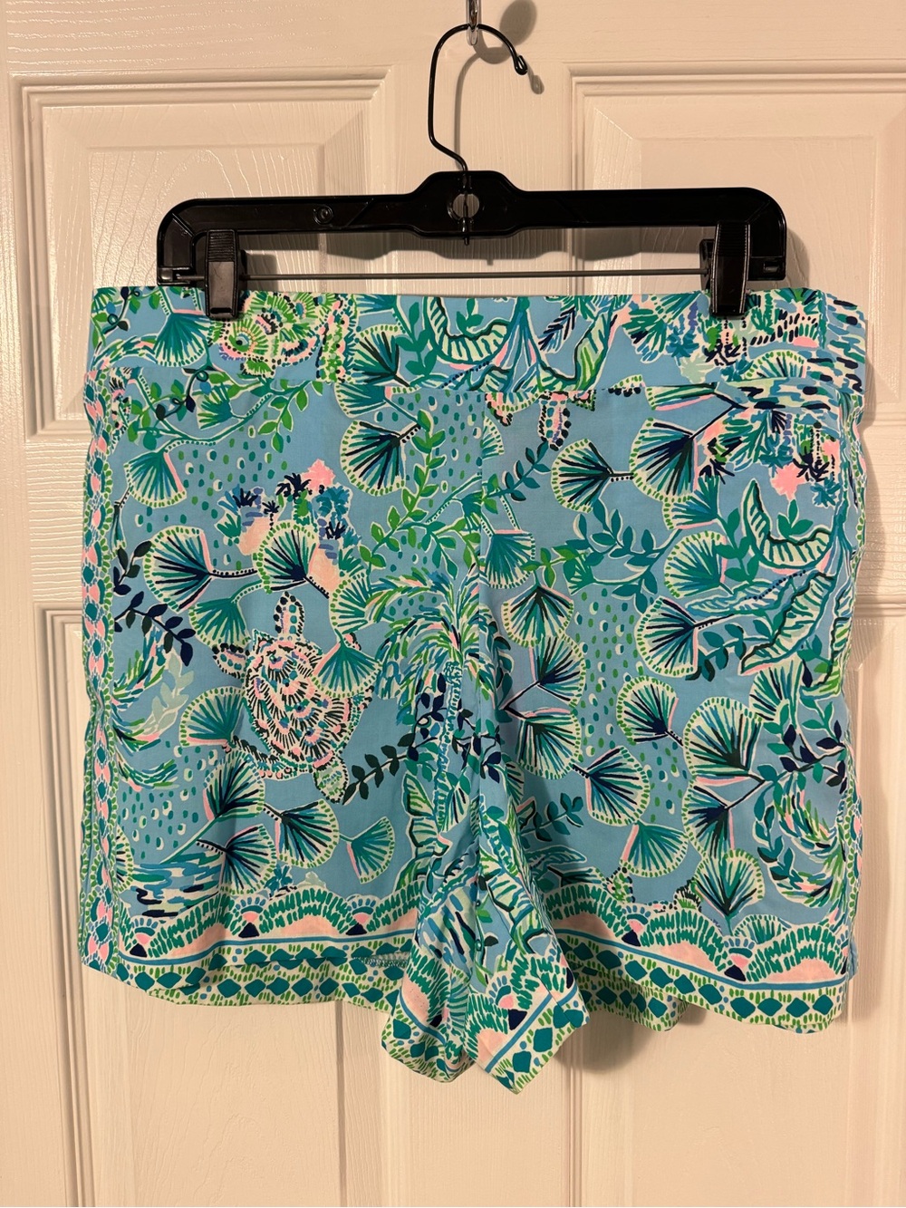 Lilly Pulitzer Aqua Floral Print High-Waist Shorts